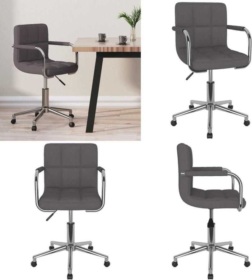 VidaXL Kantoorstoel draaibaar stof taupe Eetkamerstoel Eetkamerstoelen Keukenstoelen Keukenstoel