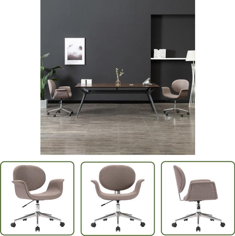 VidaXL Kantoorstoel Draaibaar Stof Taupe Kantoorstoel Bureaustuif Draaibare Stoel Ergonomische Stoel Taupe Kleur Koffiebruine Stoel