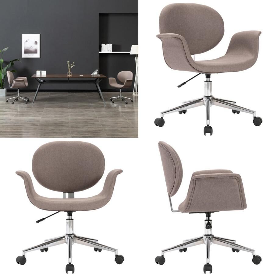 VidaXL Kantoorstoel draaibaar stof taupe Kantoorstoel Kantoorstoelen Stoel Stoelen