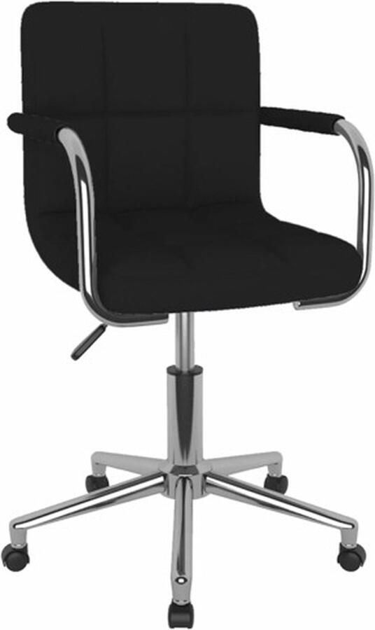 VidaXL Eetkamerstoel draaibaar stof zwart - Foto 2