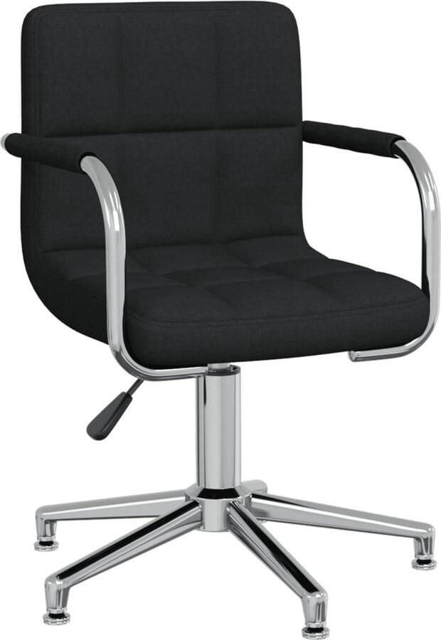 VidaXL Kantoorstoel Draaibaar Zwart Stof Eetkamerstoel Eetkamerstoelen Keukenstoelen Keukenstoel