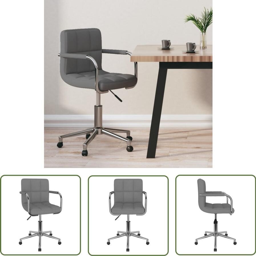 The Living Store Kantoorstoel draaibaar stof lichtgrijs Draaibare Stoel Kantoorstoel Ergonomische Stoel Bureaustoel Licht Grijze Stoel