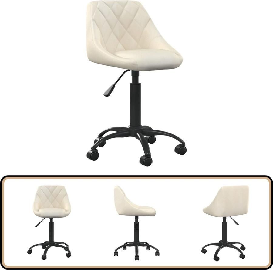 VidaXL Kantoorstoel Fluweel Crème Verstelbaar Kantoorstoel Bureaustoel Ergonomische Stoel Fluweel Stoel Creme Kleur