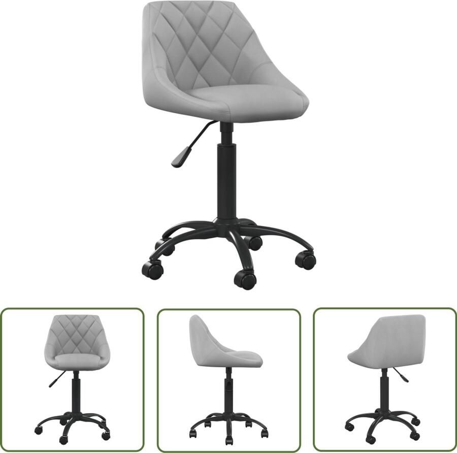 VidaXL Kantoorstoel Fluweel Lichtgrijs Stijlvol & Comfortabel Kantoorstoel Bureaustoel Ergonomische Stoel Fluweel Stoel Grijze Stoel Draaibare Stoel Adjustable Stoel