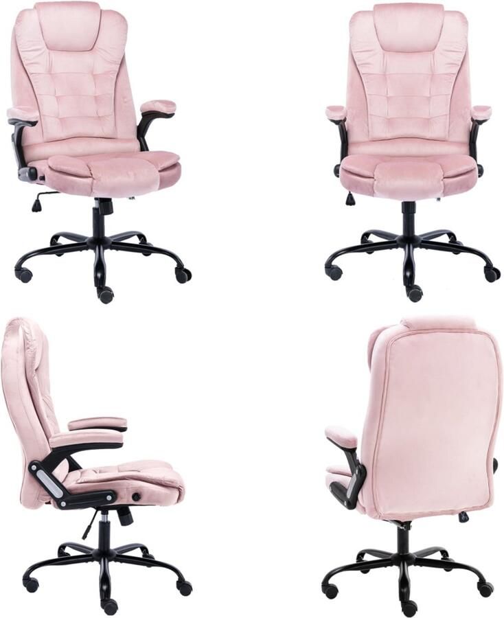 VidaXL Kantoorstoel fluweel roze Bureaustoel Bureaustoelen Computer Stoel Computer Stoelen