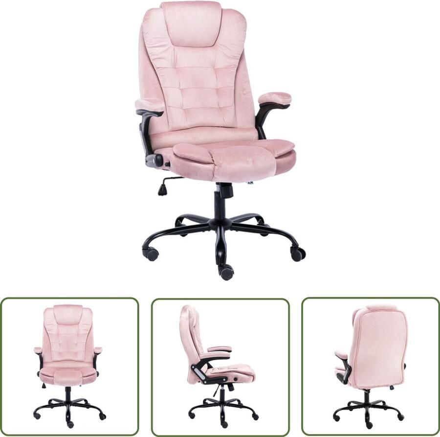 VidaXL Kantoorstoel Fluweel Roze Verstelbaar Kantoorstoel Bureaustoel Ergonomische Stoel Comfortabele Stoel Roze Stoel Fluweel Stoel Verstelbare Stoel