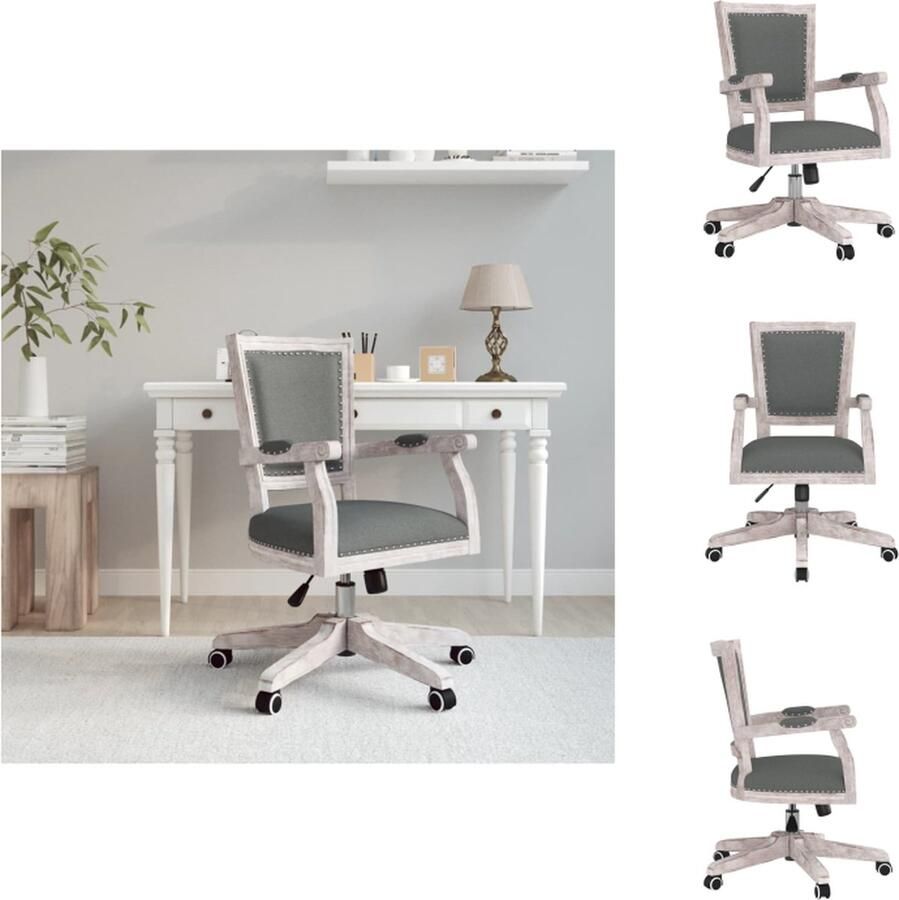 VidaXL -Kantoorstoel-draaibaar-stof-donkergrijs - Foto 1