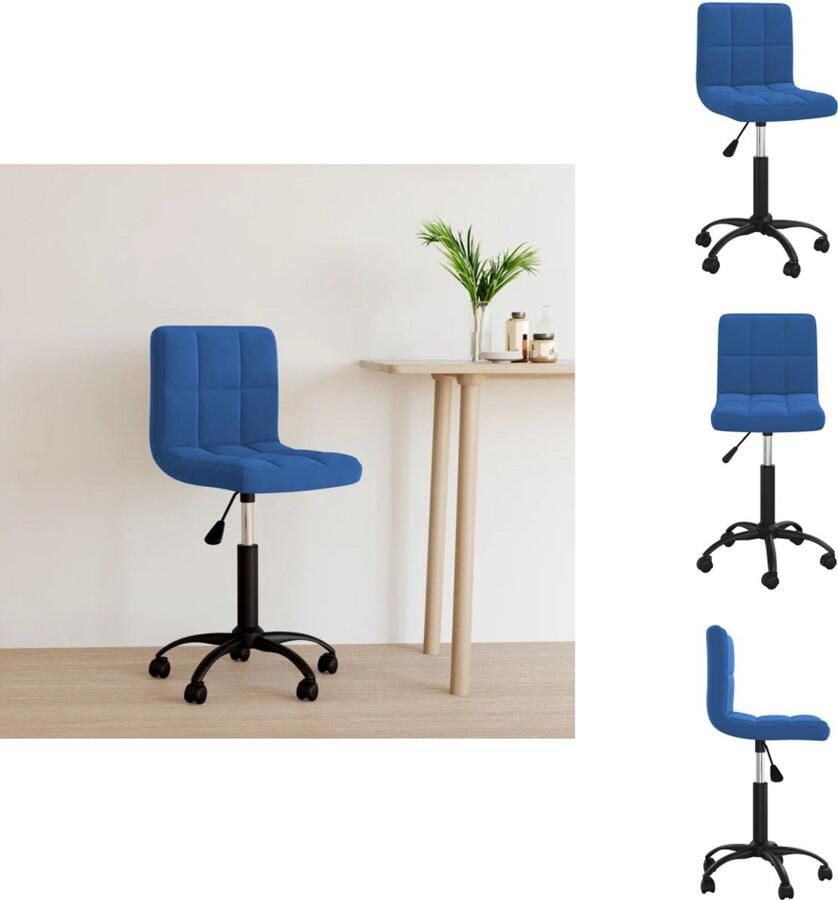 VidaXL Kantoorstoel Kantoorstoelen Stoel Stoelen Kantoorstoel draaibaar fluweel blauw