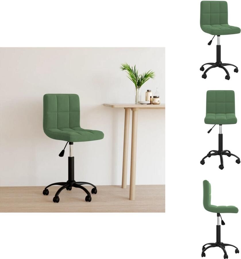 VidaXL Kantoorstoel Kantoorstoelen Stoel Stoelen Kantoorstoel draaibaar fluweel donkergroen