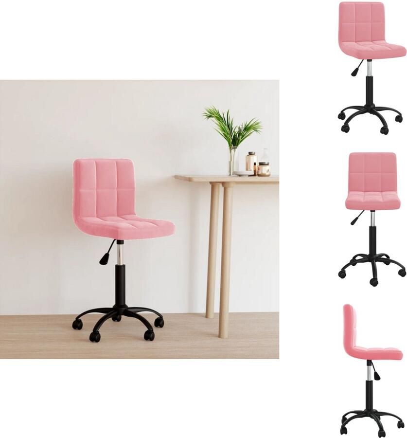 VidaXL Kantoorstoel Kantoorstoelen Stoel Stoelen Kantoorstoel draaibaar fluweel roze