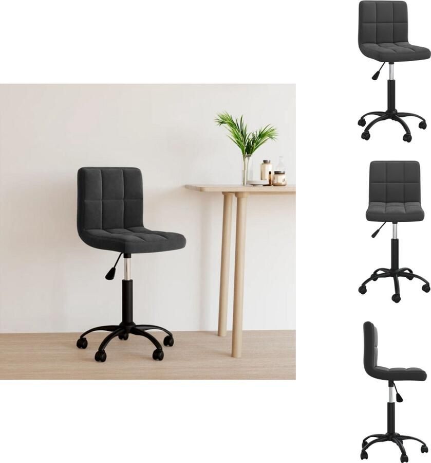VidaXL Bureaustoel Verstelbaar Zwart Fluweel 40x47x(76-87.5)cm 360 D draaibaar Bureaustoel