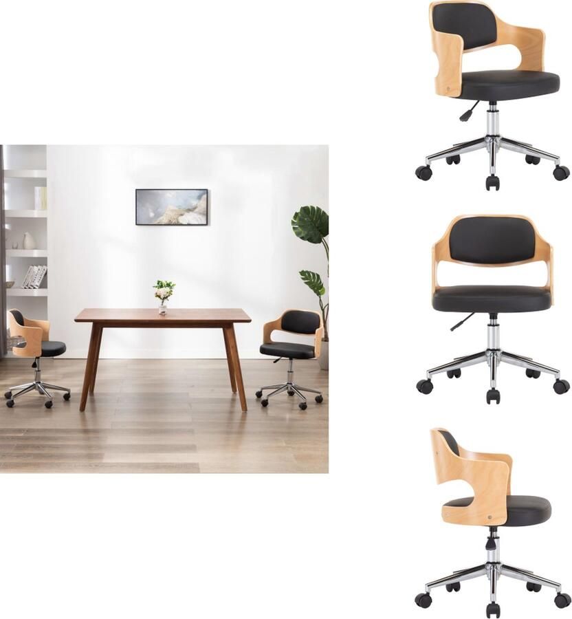 The Living Store Kantoorstoel Zwart Kunstleer 48 x 53 x (66.5-74.5) cm Ergonomisch Kantoorstoel Zwarte Kantoorsstoel Ergonomische Kantoorsstoel Draaibare Kantoorsstoel Kunstlederen Kantoorsstoel - Foto 5