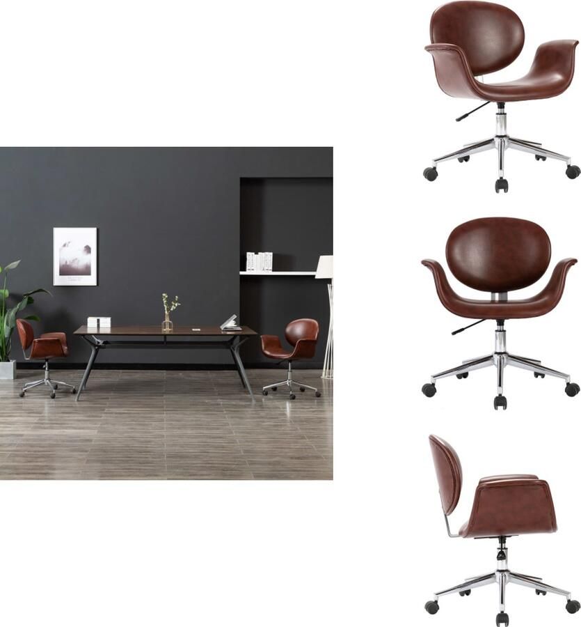 VidaXL Kantoorstoel Kantoorstoelen Stoel Stoelen Kantoorstoel draaibaar kunstleer bruin