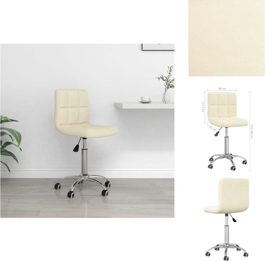 The Living Store Bureaustoel Verstelbaar Draaibaar Crème Stof verchroomd staal 40x47x(74.5-86)cm Kantorstoel Bureaustoel Draaibare Stoel Ergonomische Stoel Comfortabele Stoel - Foto 3