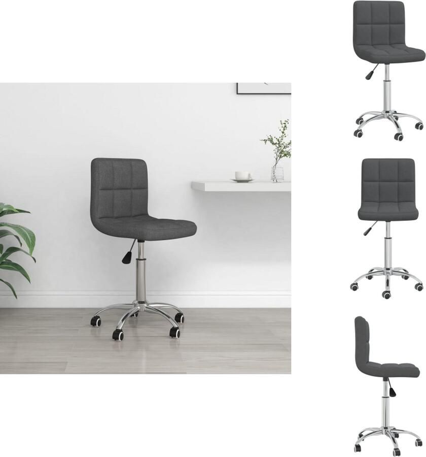 VidaXL Kantoorstoel Kantoorstoelen Stoel Stoelen Kantoorstoel draaibaar stof donkergrijs