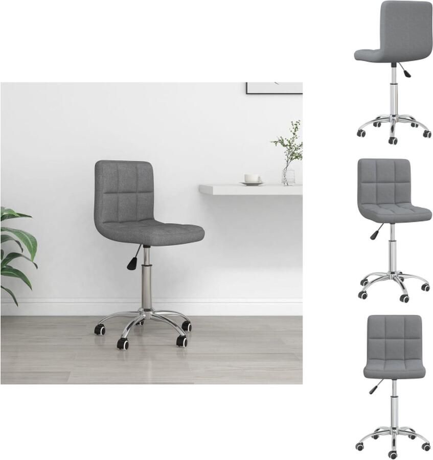 The Living Store Draaibare Eetkamerstoel Lichtgrijs 40 x 47 x (74.5 86) cm Draaibare Eetkamerstoel Grijs Eetkamerstoel Stof Ergonomische Eetkamerstoel Comfortabele Eetkamerstoel