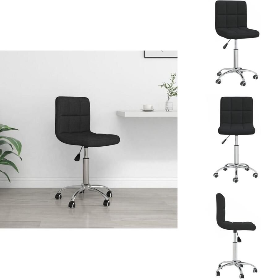 VidaXL Kantoorstoel Kantoorstoelen Stoel Stoelen Kantoorstoel draaibaar stof zwart