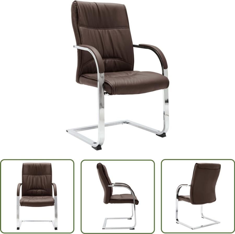 VidaXL Kantoorstoel Kunstleer Bruin Ergonomisch Kantoorstoel Bureaustool Bruine Fauteuil Ergonomische Stoel Kunstlederen Stoel Comfortabele Stoel Zwevende Stoel Thuiswerkplek Home Office