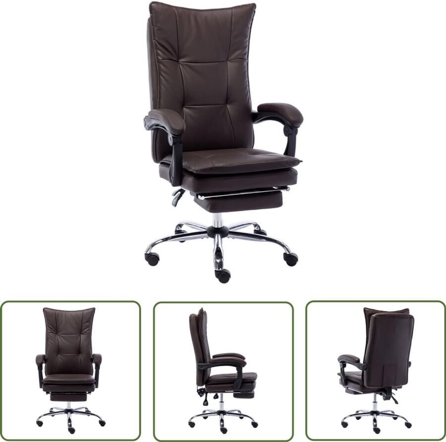 VidaXL Kantoorstoel Kunstleer Bruin Verstelbaar Kantoorstoel Bruine Stoel Ergonomische Stoel Verstelbare Stoel Kunstleder Stoel Bureaustoel