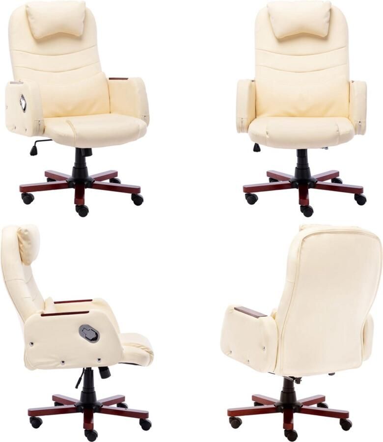 VidaXL Kantoorstoel kunstleer crèmekleurig Bureaustoel Bureaustoelen Computer Stoel Computer Stoelen