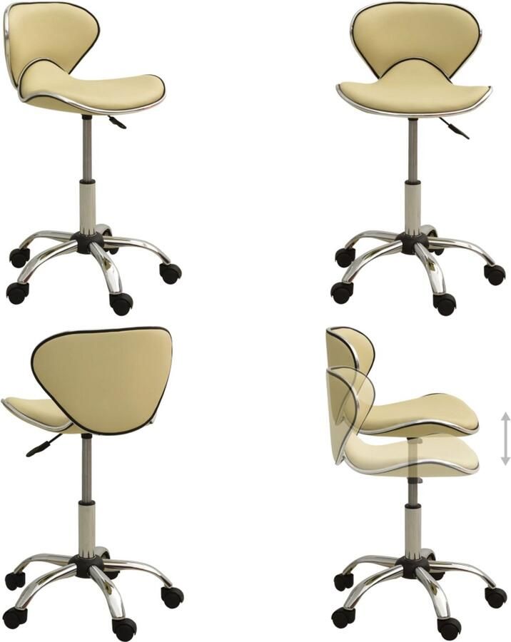 VidaXL Kantoorstoel kunstleer crèmekleurig Bureaustoel Bureaustoelen Computer Stoel Computer Stoelen