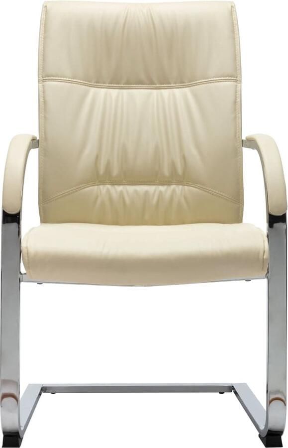 VidaXL Kantoorstoel kunstleer crèmekleurig Kantoorstoel Bureaustool Ergonomische Stoel Kunstleder Stoel Creme Kleur