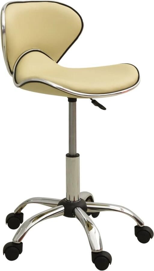 VidaXL Kantoorstoel Kunstleer Crèmekleurig Verstelbaar Kantoorstoel Bureaustoel Kunstleder Creme Kleur Verstelbare Hoogte Draaibare Stoel Ergonomische Stoel Home Office Werkkamer Computerstoel