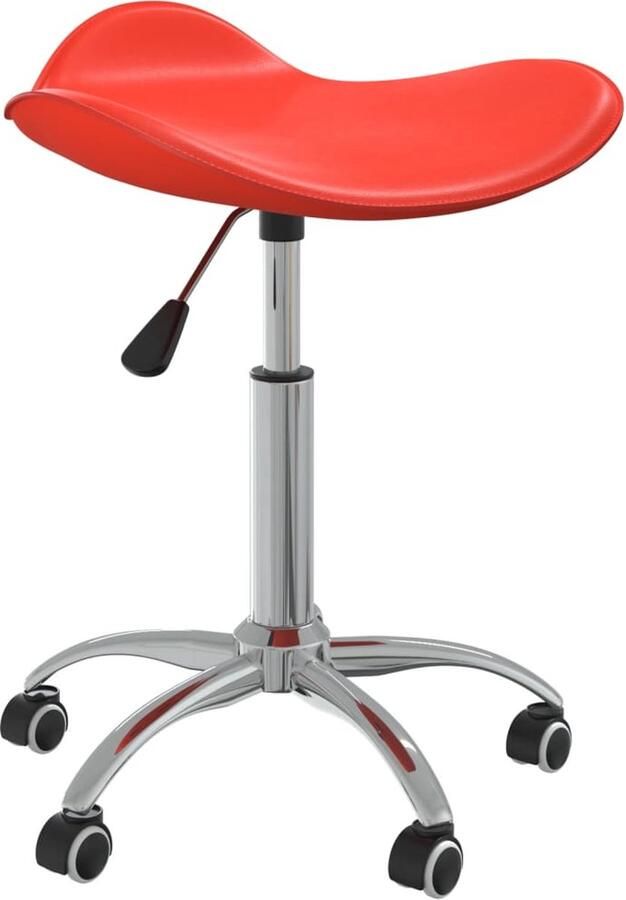 VidaXL Salonkruk Kunstleer Rood Verstelbaar en Stijlvol Salonkruk Bureaustoel Rode Stoel Kunstlederen Stoel Draaibare Stoel Ergonomische Stoel Kantoorstoel Home Office Meubilair Woonaccessoires Designstoel - Foto 2