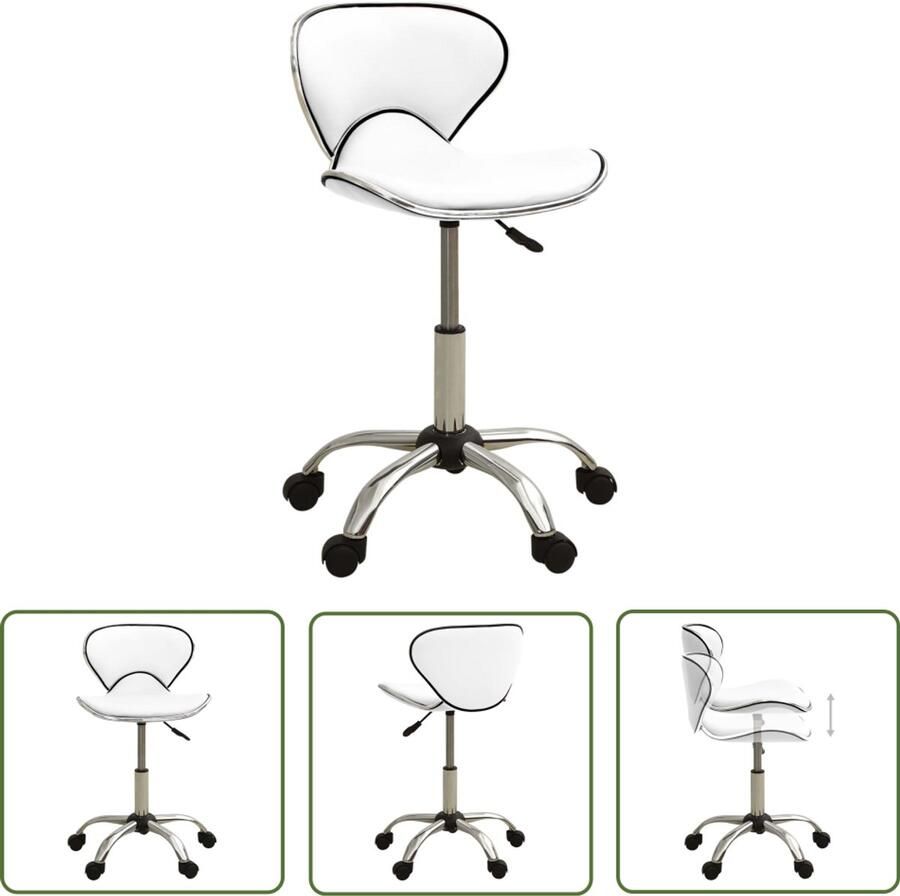 VidaXL Kantoorstoel Kunstleer Wit In hoogte verstelbaar Kantoorstoel Bureaustoel Ergonomische Stoel Witte Stoel Kunstleder Stoel Comfortabele Stoel Draaibare Stoel Zwenkbare Stoel Thuiswerkplek Home Office Computerstoel