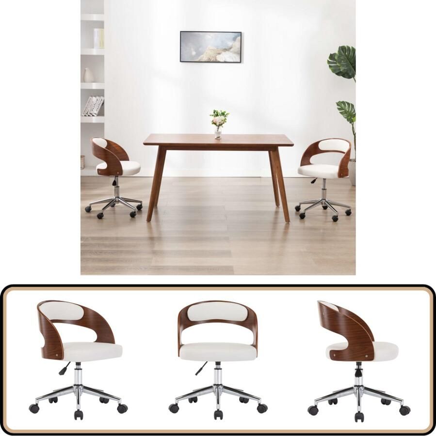 VidaXL Kantoorstoel Kunstleer Wit Verstelbaar Kantoorstoel Bureaustoel Witte Stoel Kunstlederen Stoel Ergonomische Stoel