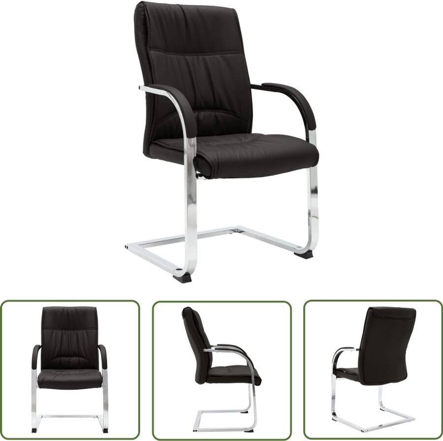 VidaXL Kantoorstoel Kunstleer Zwart Ergonomisch Kantoorstoel Bureaustool Zwarte Kantoormeubels Comfortabele Stoel Ergonomische Stoel Kunstlederen Stoel Zwevende Stoel Thuiswerkplek Home Office