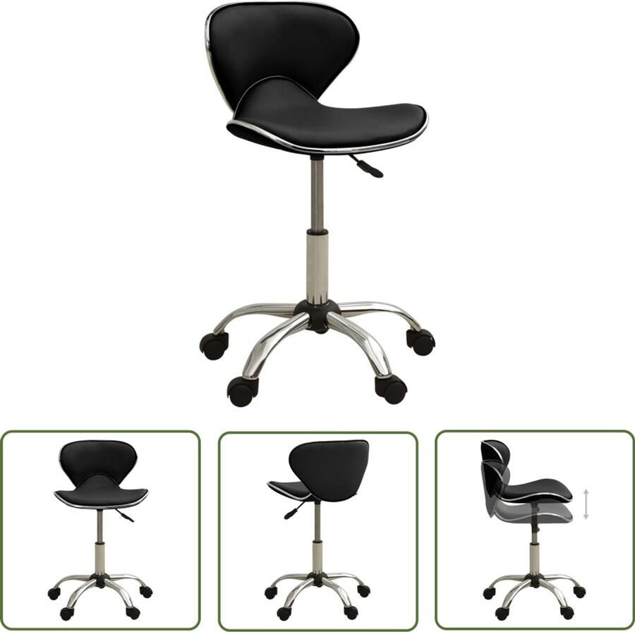 VidaXL Kantoorstoel Kunstleer Zwart Verstelbaar Kantoorstoel Bureaustolen Computerstoel Computerstellen Zwarte Kantoormeubilair Kunstleder Meubels Ergonomische Stoel