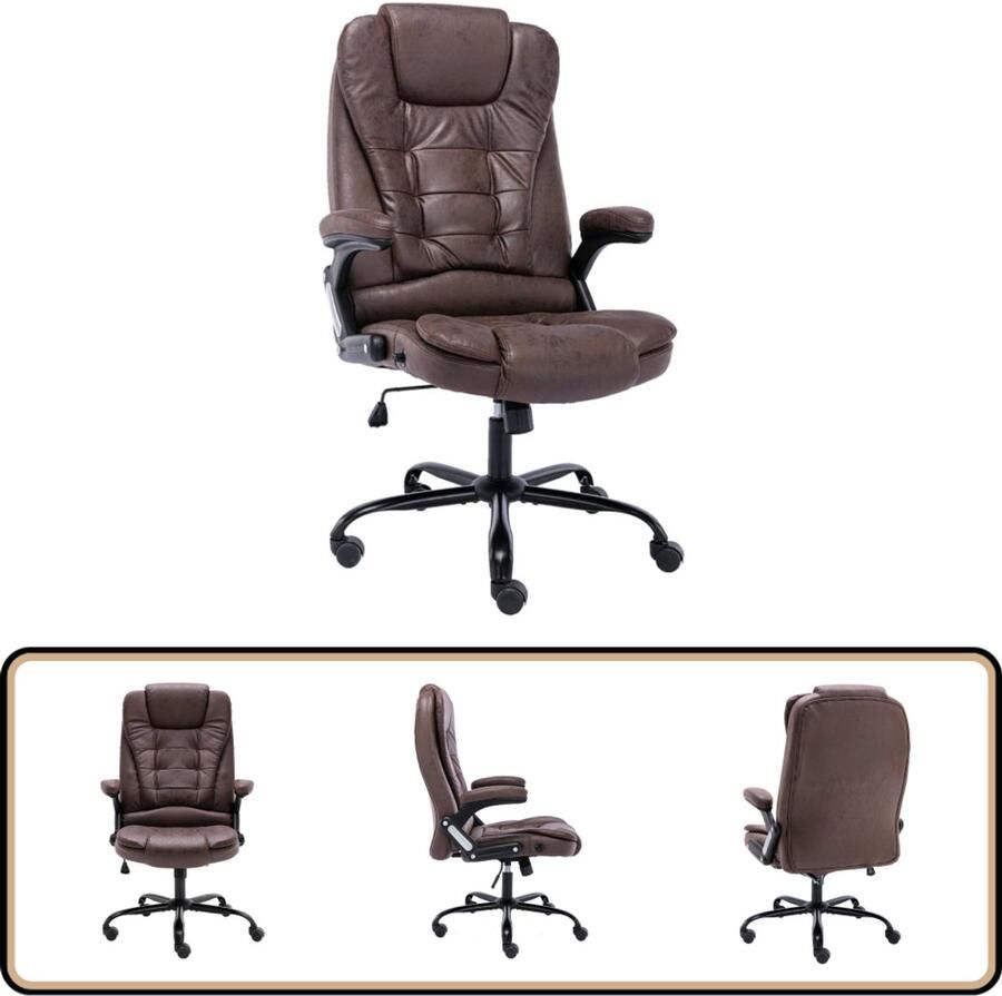 The Living Store Kantoorstoel Verstelbaar Donkerbruin Kunstsuède 67x71x(110-119)cm Ergonomisch Kantoorstoel Bureaustoel Ergonomische Stoel Kunstleder Stoel Verstelbare Stoel - Foto 2