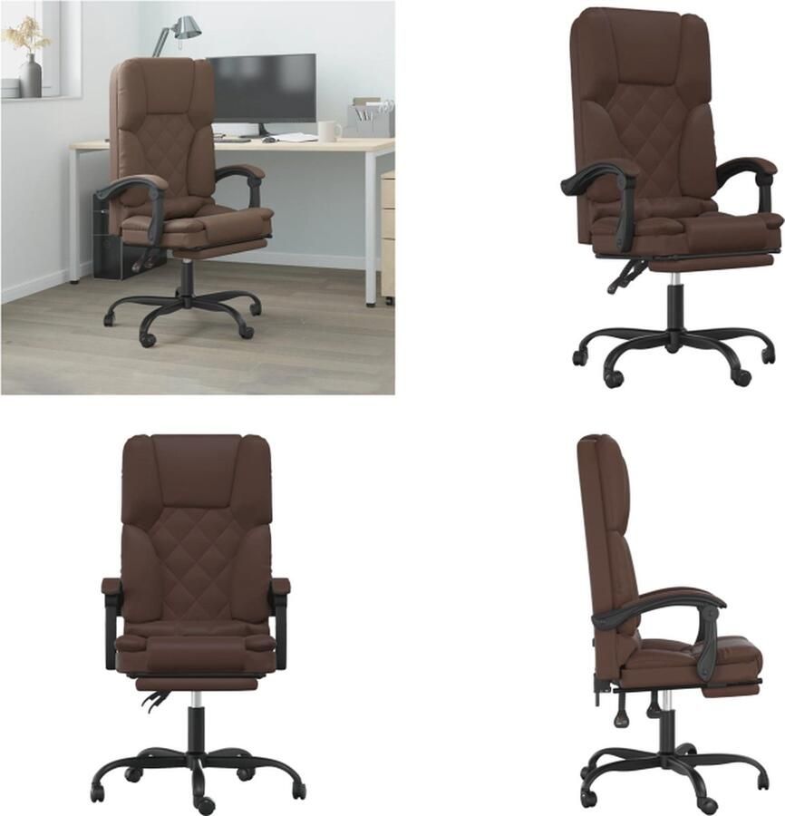 VidaXL Kantoorstoel massage verstelbaar kunstleer bruin Massage Bureaustoel Massage Bureaustoelen Massage Stoel Elektrische Bureaustoel