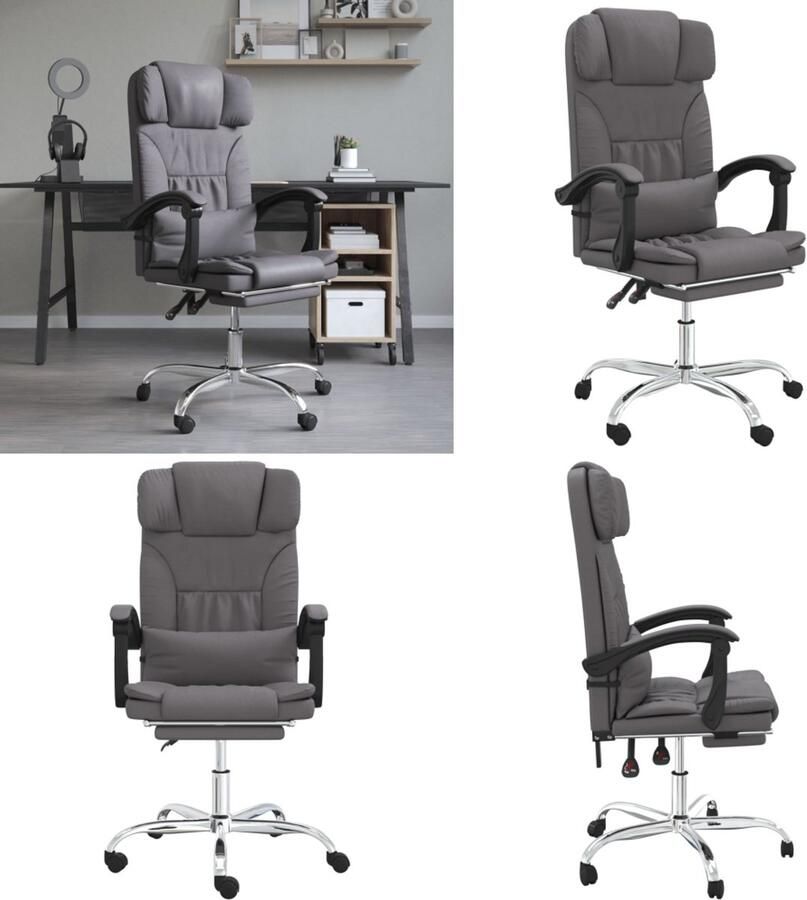 VidaXL Kantoorstoel massage verstelbaar kunstleer grijs Massage Bureaustoel Massage Bureaustoelen Massage Stoel Elektrische Bureaustoel
