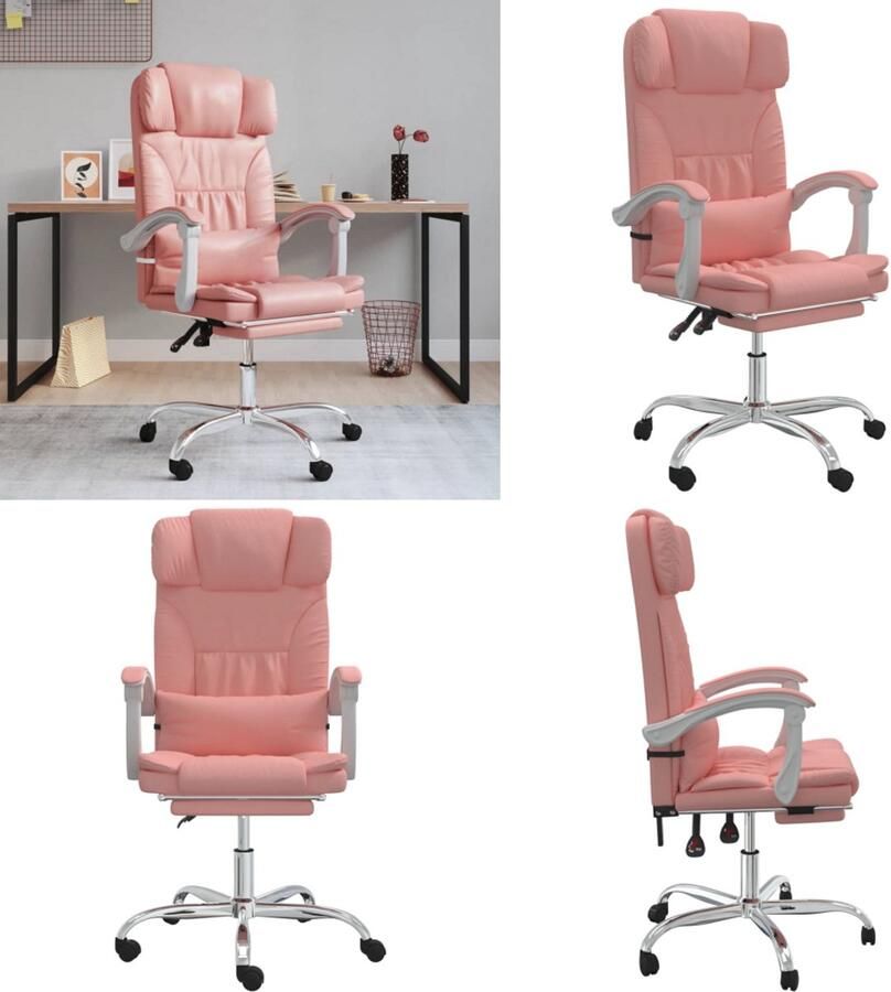 VidaXL Kantoorstoel massage verstelbaar kunstleer roze Massage Bureaustoel Massage Bureaustoelen Massage Stoel Elektrische Bureaustoel