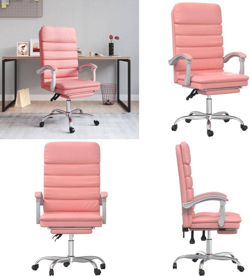 VidaXL Kantoorstoel massage verstelbaar kunstleer roze Massage Bureaustoel Massage Bureaustoelen Massage Stoel Elektrische Bureaustoel