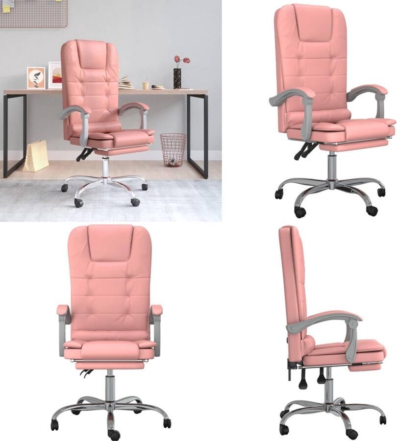 VidaXL Kantoorstoel massage verstelbaar kunstleer roze Massage Bureaustoel Massage Bureaustoelen Massage Stoel Elektrische Bureaustoel