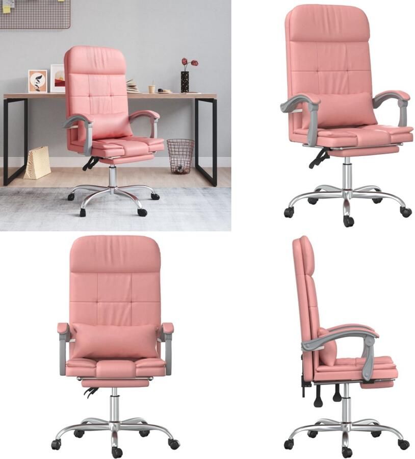 VidaXL Kantoorstoel massage verstelbaar kunstleer roze Massage Bureaustoel Massage Bureaustoelen Massage Stoel Elektrische Bureaustoel
