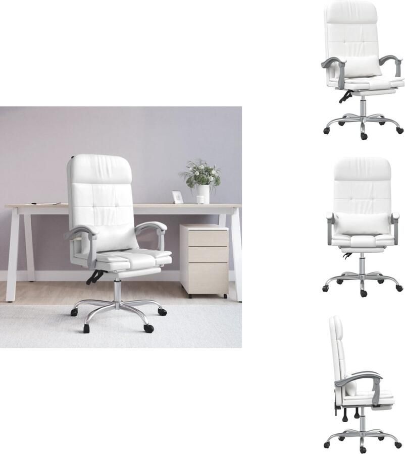 VidaXL Massage Bureaustoel Massage Bureaustoelen Massage Stoel Elektrische Bureaustoel Kantoorstoel massage verstelbaar kunstleer wit