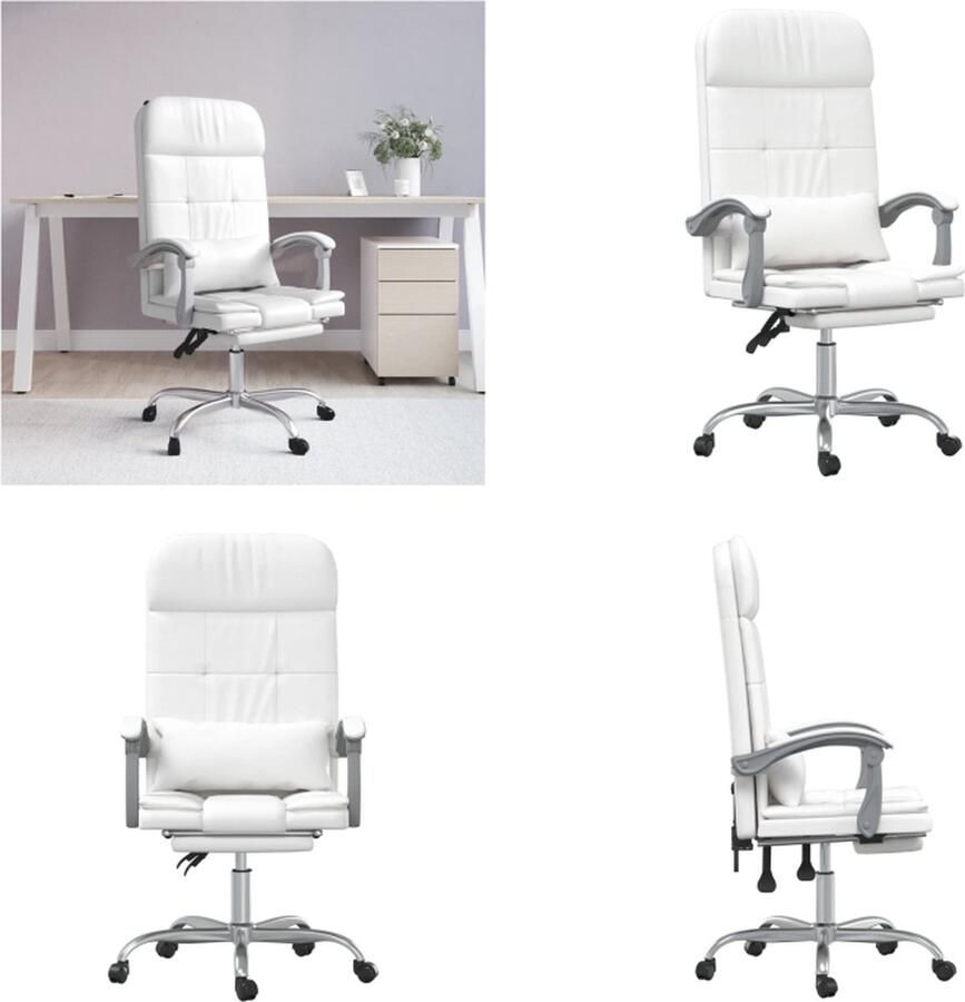 VidaXL Kantoorstoel massage verstelbaar kunstleer wit Massage Bureaustoel Massage Bureaustoelen Massage Stoel Elektrische Bureaustoel