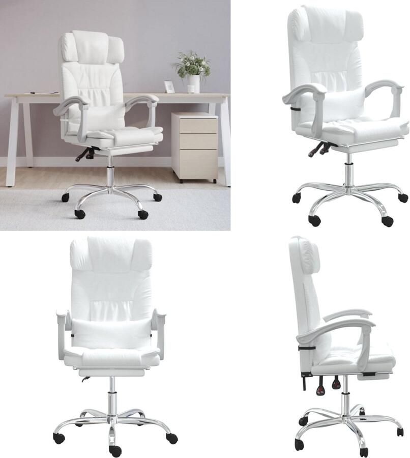 VidaXL Kantoorstoel massage verstelbaar kunstleer wit Massage Bureaustoel Massage Bureaustoelen Massage Stoel Elektrische Bureaustoel