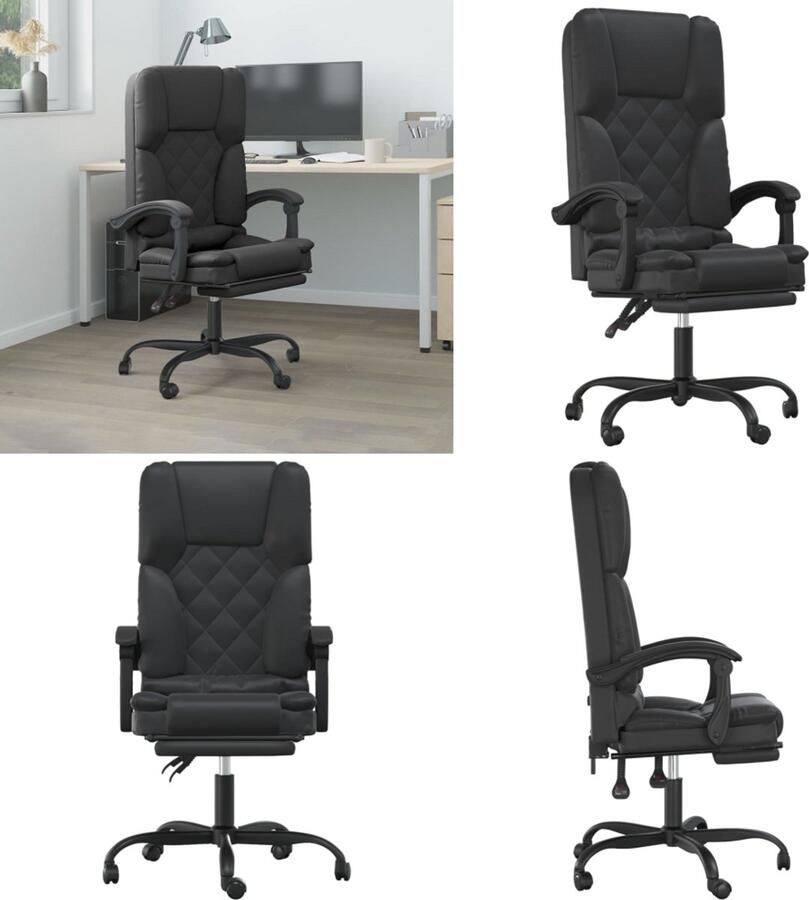 VidaXL Kantoorstoel massage verstelbaar kunstleer zwart Massage Bureaustoel Massage Bureaustoelen Massage Stoel Elektrische Bureaustoel