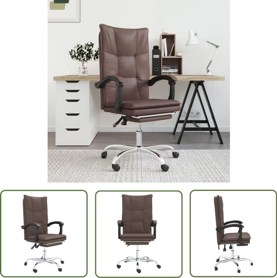 VidaXL Kantoorstoel Verstelbaar Kunstleer Bruin Kantoorstoel Bureaustoel Verstelbare Stoel Kunstleder Bruine Stoel Ergonomische Stoel Draaibare Stoel