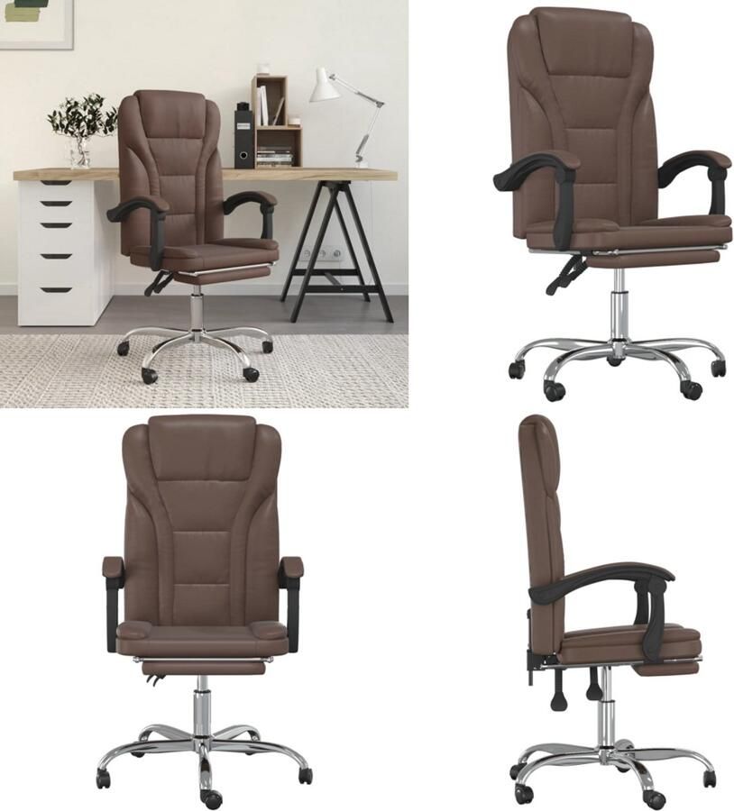 VidaXL Kantoorstoel verstelbaar kunstleer bruin Verstelbare Kantoorstoel Verstelbare Kantoorstoelen Verstelbare Bureaustoel Stoel