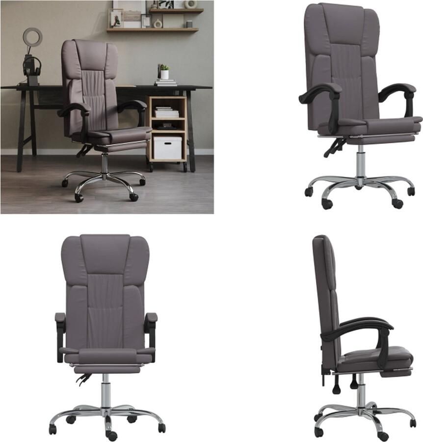 VidaXL Kantoorstoel verstelbaar kunstleer grijs Verstelbare Kantoorstoel Verstelbare Kantoorstoelen Verstelbare Bureaustoel Stoel