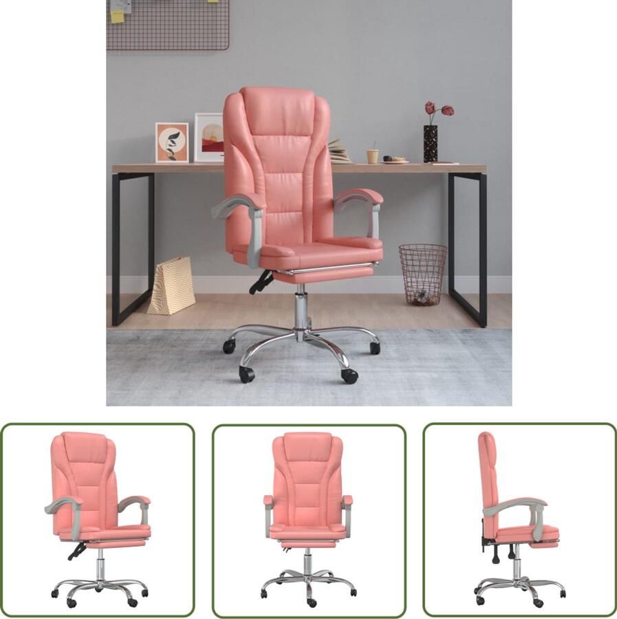 VidaXL Kantoorstoel Verstelbaar Kunstleer Roze Bureaustoel Ergonomische Stoel Verstelbare Stoel Pink Kunstleder Kantoorstoelen