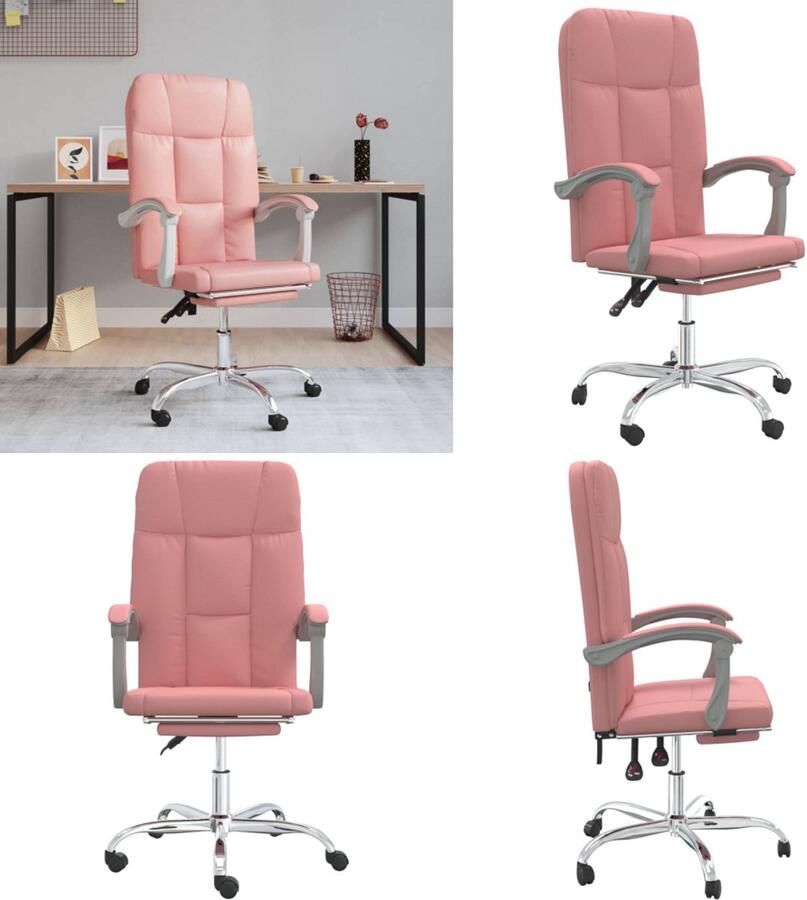 VidaXL Kantoorstoel verstelbaar kunstleer roze Verstelbare Kantoorstoel Verstelbare Kantoorstoelen Verstelbare Bureaustoel Stoel