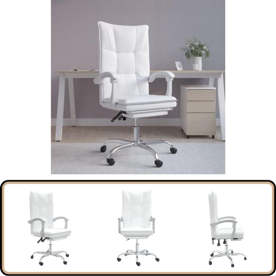 VidaXL Kantoorstoel Verstelbaar Kunstleer Wit Kantoorsstoel Bureaustoel Ergonomische Stoel Witte Stoel Kunstleder Stoel