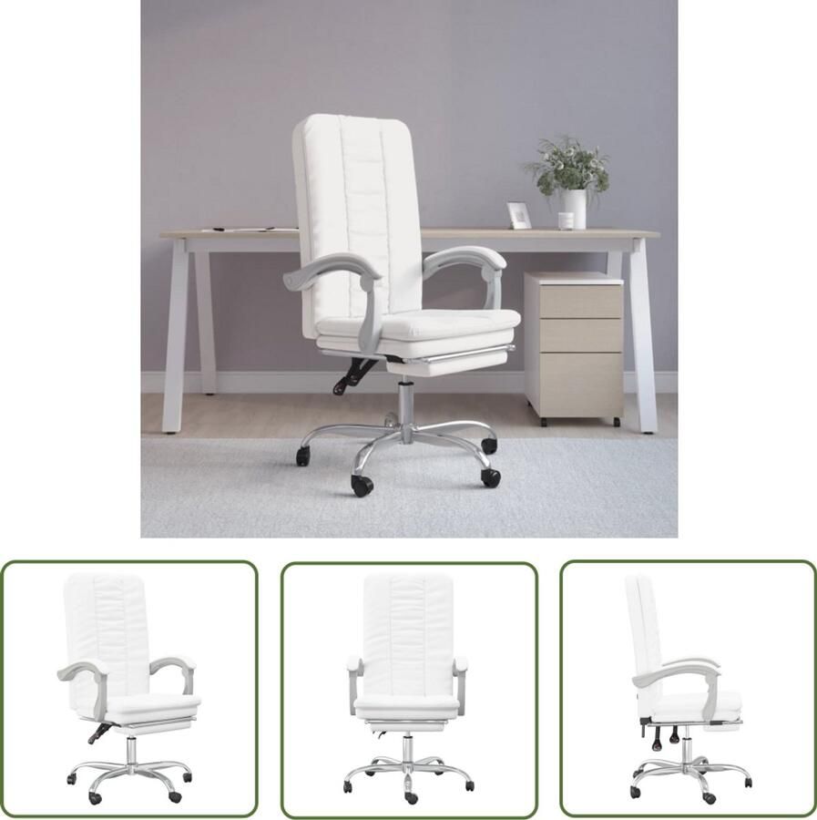 VidaXL Kantoorstoel Verstelbaar Kunstleer Wit Kantoorstoel Bureaustoel Ergonomische Stoel Witte Stoel Kunstlederen Stoel Verstelbare Stoel Comfortabele Stoel